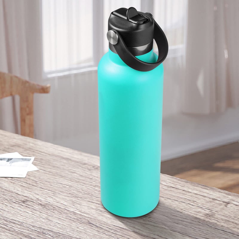 DBIW Straw Lid Compatible with Hydroflask  Lids with Straw 24 oz Standard Mouth  Fits Hydro Flask Narrow Mouth 21 oz Water Bottles  Replacement Top Flex Straws Cap with Flexible Handle (Black) - Image 2